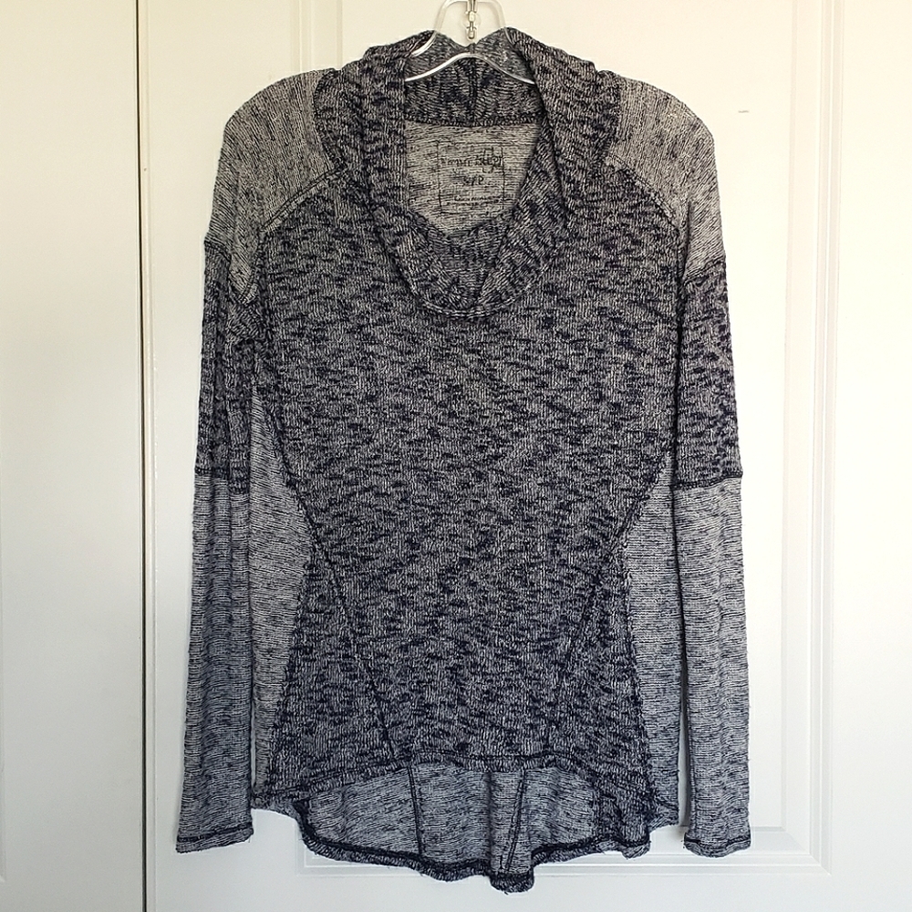 We The Free People Navy Blue Marled Knit Cowl Neck Long Sleeve S